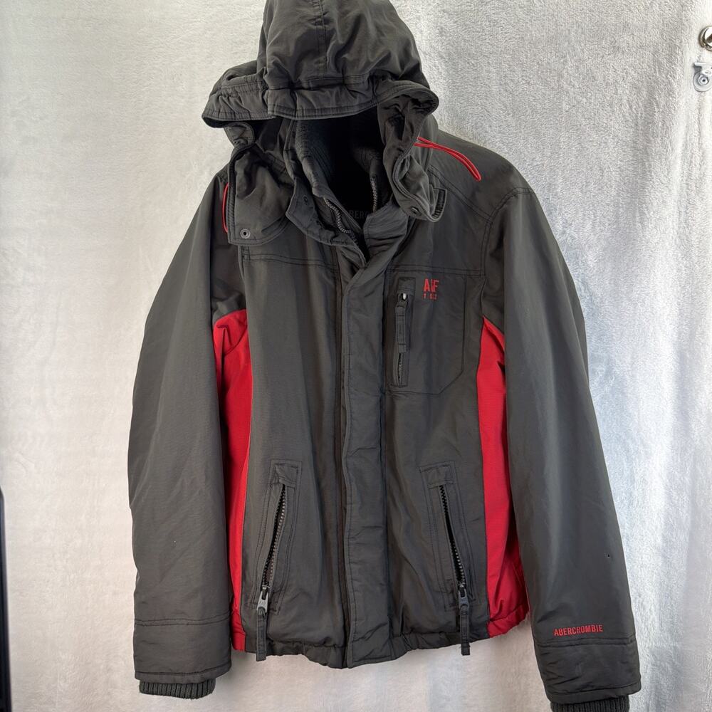 ABERCROMBIE & FITCH Parka Jacket Mens Small Ski Y2K Basin Mountain Heavy Black